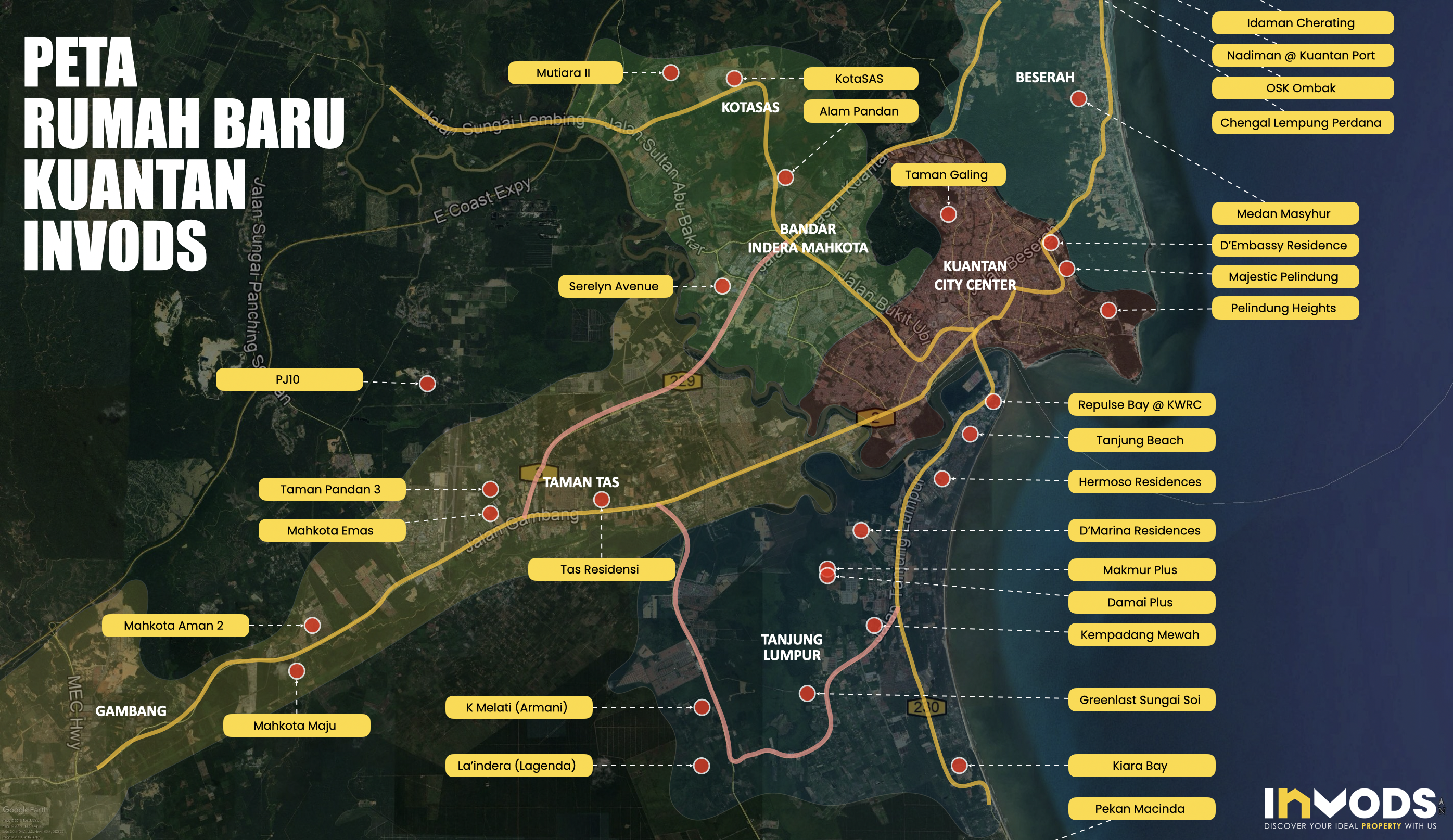 INVODS Kuantan new homes map